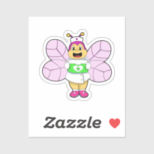 Bier als Krankenschwester mit First ait kit Aufkleber