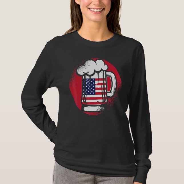 Bier American Flag 4. Juli Drinks Celebrate Ind T-Shirt (Vorderseite)