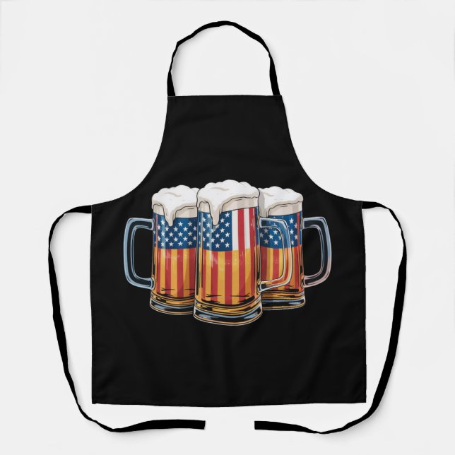 Bier American Flag 4. Juli Merica Drinking USA Schürze (Vorderseite)