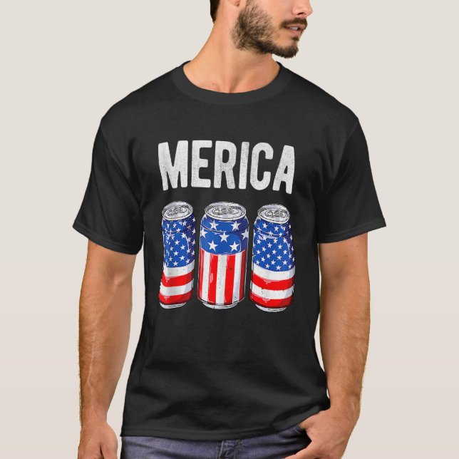 Bier American Flag 4. Juli Merica USA trinken T-Shirt (Vorderseite)
