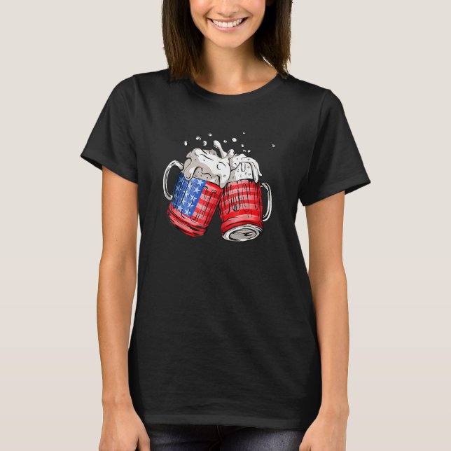 Bier American Flag 4. Juli T-Shirt (Vorderseite)