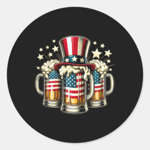 Bier American Flag USA 4. Juli Party trinken Runder Aufkleber