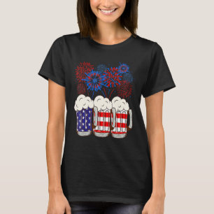 Bier Amerikanische Flagge 4. Juli Für Männer Fraue T-Shirt
