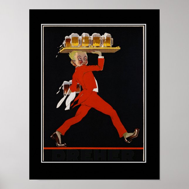 Bier Art Deco Vintage Poster (Vorne)