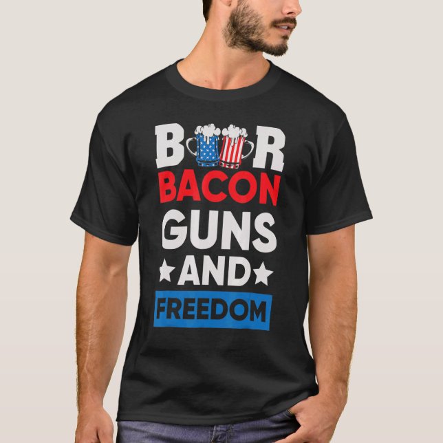 Bier Bacon and Freedom 4. Juli T-Shirt (Vorderseite)