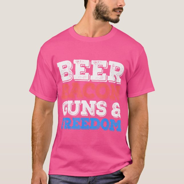 Bier Bacon Guns and Freedom 4. Juli Shirt (Vorderseite)