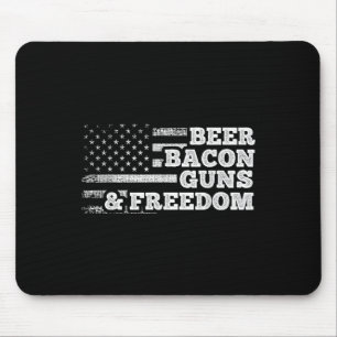 Bier Bacon Guns and Freedom American Flag Mousepad