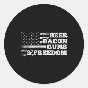 Bier Bacon Guns and Freedom American Flag Runder Aufkleber