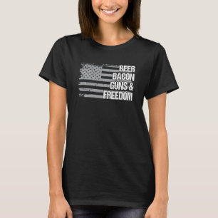 Bier Bacon Guns Freedom (On Back) US Flag Vater Gr T-Shirt
