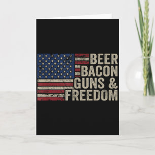Bier Bacon Waffen & Dom - Bbq Vintage USA-Flag Karte