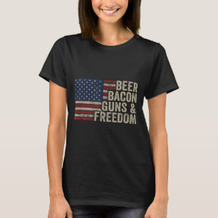 Bier Bacon Waffen & Dom - Bbq Vintage USA-Flag T-Shirt