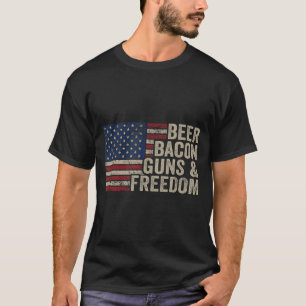 Bier Bacon Waffen & Dom - Bbq Vintage USA-Flag T-Shirt