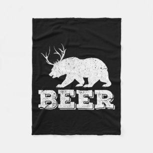 Bier Bär Hirsch Lustig Jagd Vintage Fleecedecke