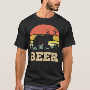 Bier Bär Hirsch Lustig Retro Vintage Sonnenunterga T-Shirt