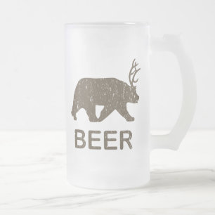 Bier Bär Hirsch Mattglas Bierglas