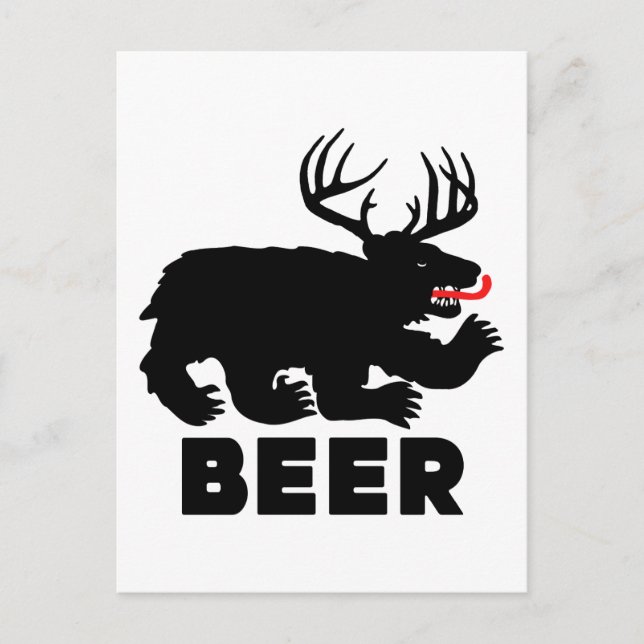 Bier — Bär + Hirsch Postkarte (Vorderseite)