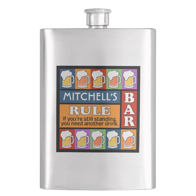 BIER Bar Pop Art INDIVIDUELLE NAME Flasche Flachmann (Vorderseite)