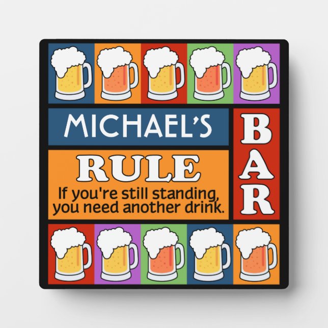 BIER Bar Pop Art INDIVIDUELLE NAME Plaque Fotoplatte (Vorderseite)