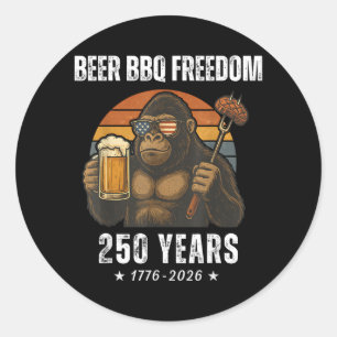 Bier BBQ Freiheit Bigfoot US-Flagge Patriotisch Am Runder Aufkleber