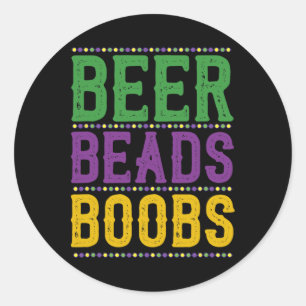 Bier Beads Breast Karneval Paradies Geschenk Funny Runder Aufkleber