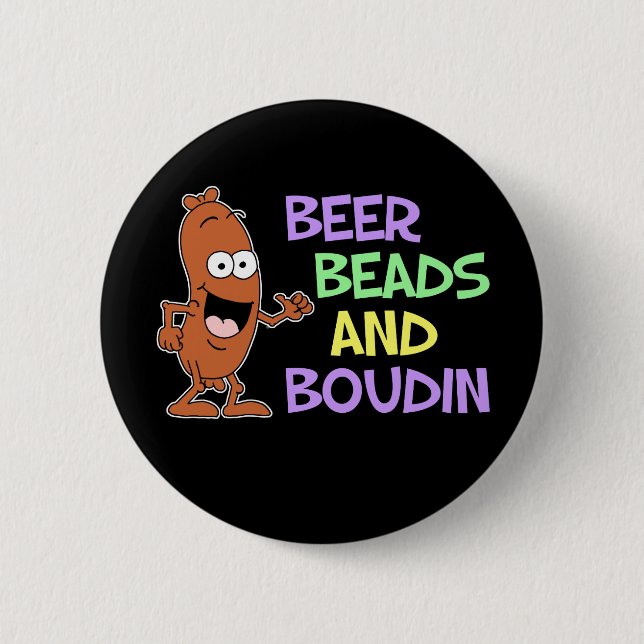 Bier Beads und Boudin Mardi Gras Button (Vorderseite)