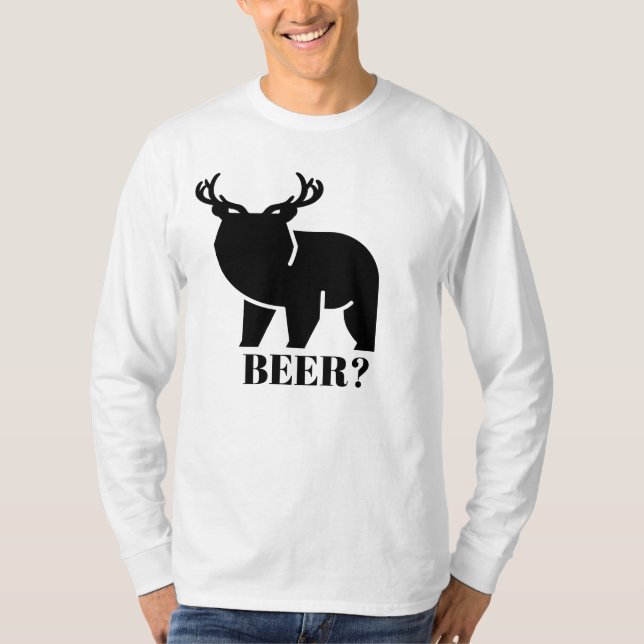 BIER? Bear Deer Funny Sarcastic Novelty T-Shirt (Vorderseite)