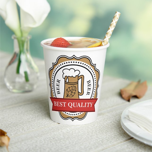 Bier Beste Qualität Abzeichen Pappbecher (Von Creator hochgeladen)