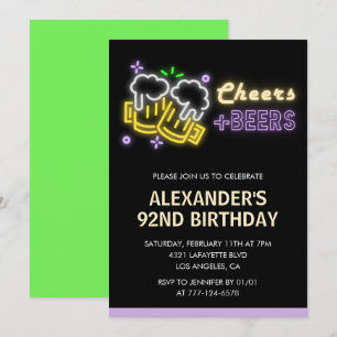 Bier Black Chalkboard Green Adult 92. Geburtstag Einladung