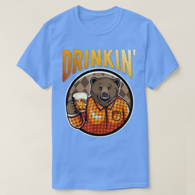 Bier Bod Grizzly Bear Drinkin' Beer Lässiges Wette T-Shirt (Design vorne)