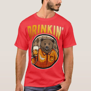 Bier Bod Grizzly Bear Drinkin' Beer Lässiges Wette T-Shirt