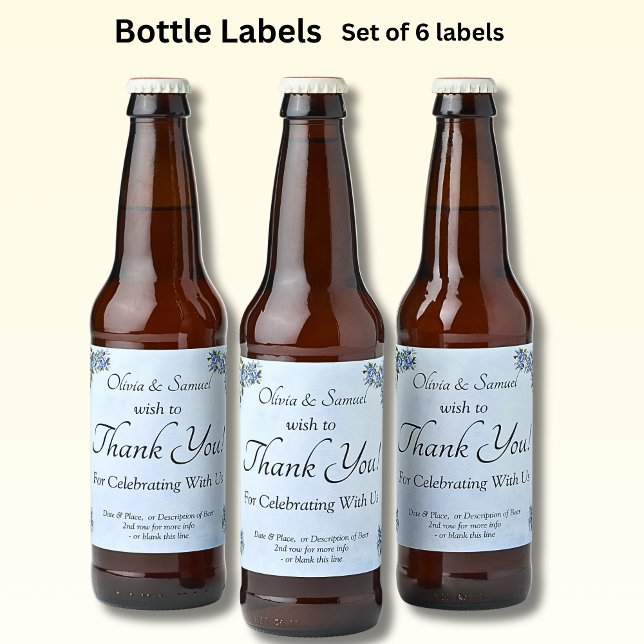 Bier Bottle Labels - Blue Peony Wedding Bierflaschenetikett (Von Creator hochgeladen)