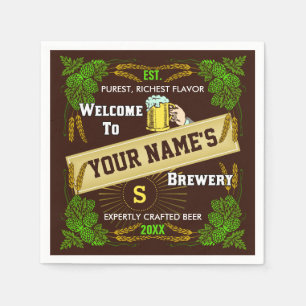 Bier Brauerei Personalisiert Name  Hopfen Gerste B Serviette