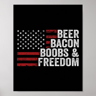Bier Bycon Breast and Freedom - Funny Mens Grillen Poster