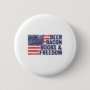 Bier Bycon Breast and Freedom - Funny US Flag Gril Button
