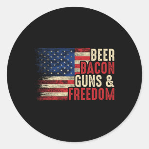 Bier Bycon Guns and Freedom - Grillen Vintage Flag Runder Aufkleber