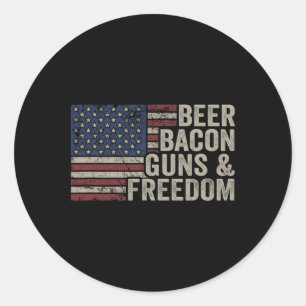 Bier Bycon Guns and Freedom - Grillen Vintage Flag Runder Aufkleber