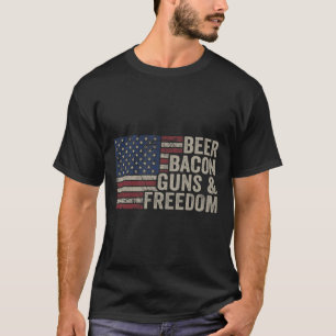 Bier Bycon Guns and Freedom - Grillen Vintage Flag T-Shirt