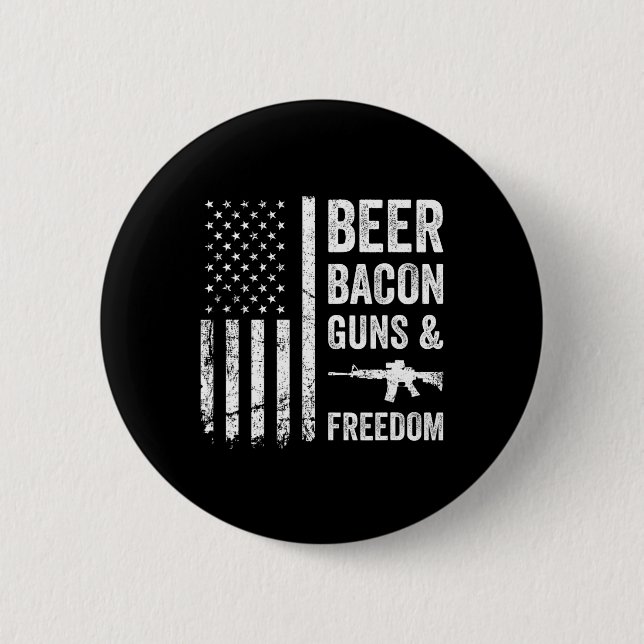Bier Bycon Guns and Freedom - US Grillen American  Button (Vorderseite)