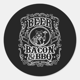 Bier Bycon und Grillen Runder Aufkleber