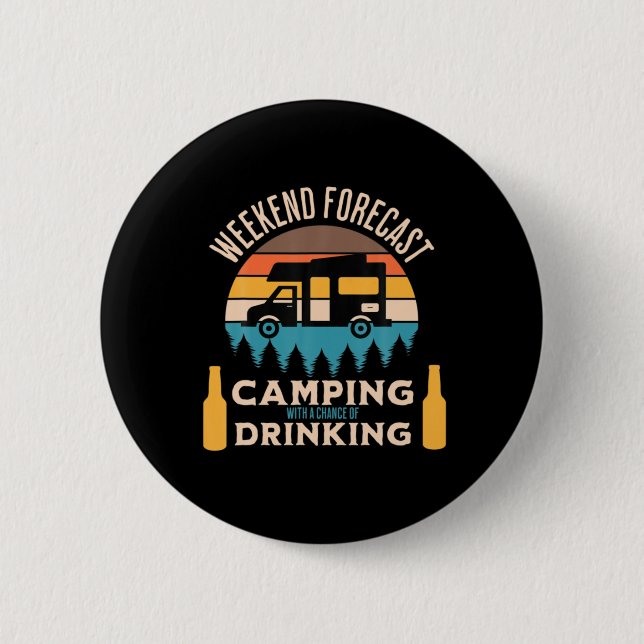 Bier Camping mit Bier zum Geburtstag Button (Vorderseite)
