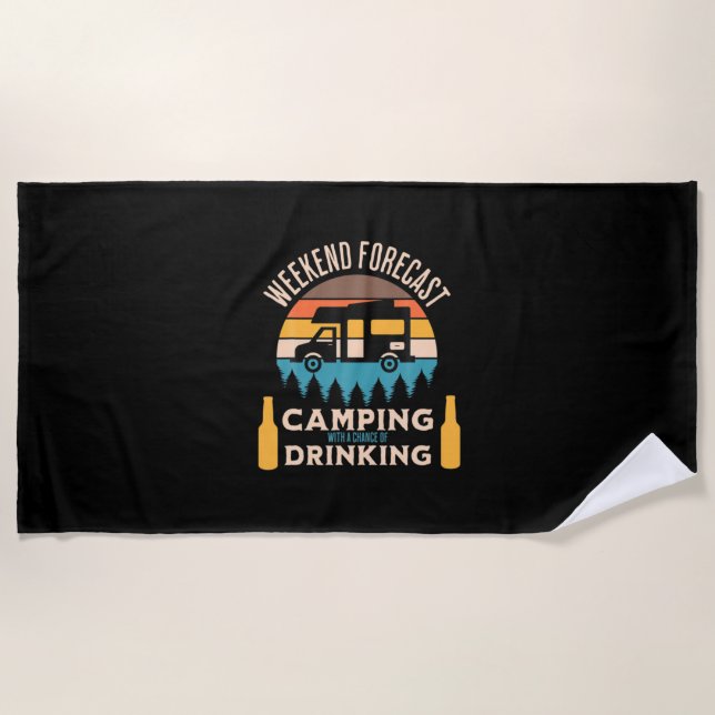 Bier Camping mit Bier zum Geburtstag Strandtuch (Vorderseite)