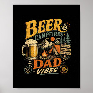 Bier Camping Papa Retro 70er vintage Vatertag Poster
