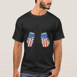 Bier Can Skeleton Hand Funny 4. Juli Amerikaner T-Shirt