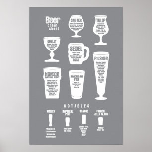 Bier Cheat Sheet Poster Grau umgedreht