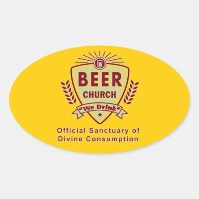 BIER CHURCH OVALER AUFKLEBER (Vorderseite)