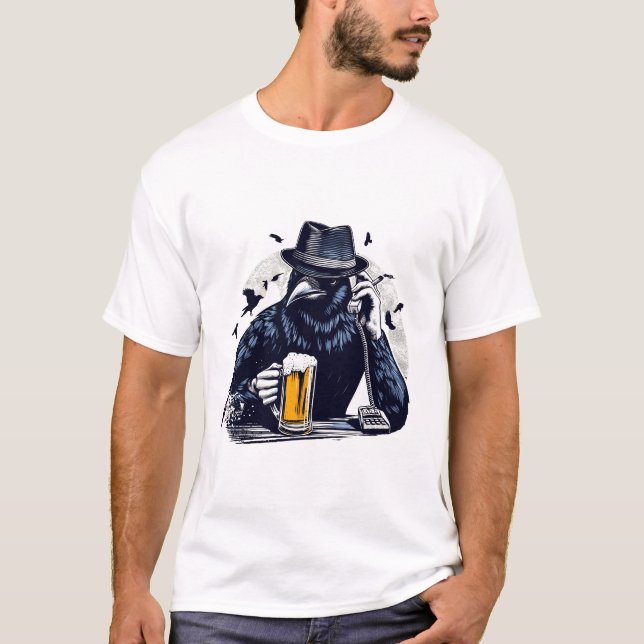 Bier Crow Handy Art Design T-Shirt (Vorderseite)