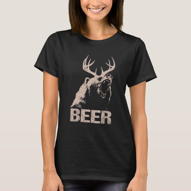 Bier Deer Bear Essential Hunter Liebe Funny Men Wo T-Shirt (Vorderseite)