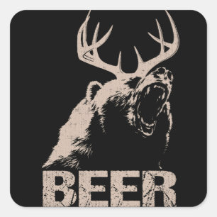 Bier Deer Bear Quadratischer Aufkleber
