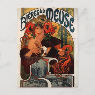 Bier der Maas von Alphonse Mucha Postkarte