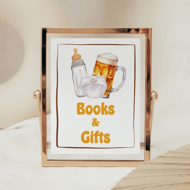 Bier Diaper Party Kinderdusche Bücher und Geschenk Poster (Beer Diaper Party Baby Shower Books and Gifts Sign)